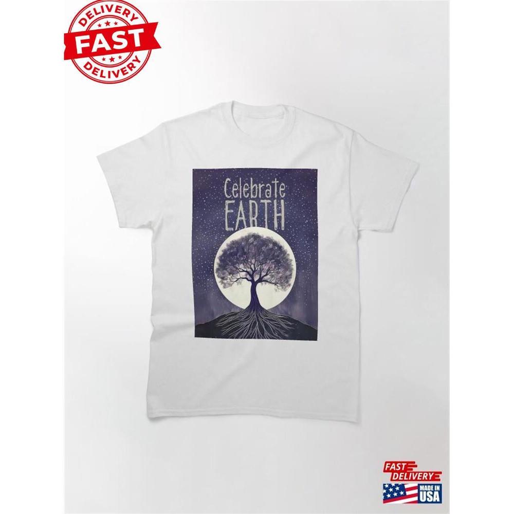 Earth Day Celebrate On A Dark Background Classic T-Shirt